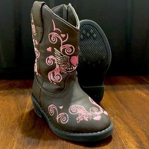 Roper kids boots pink and brown